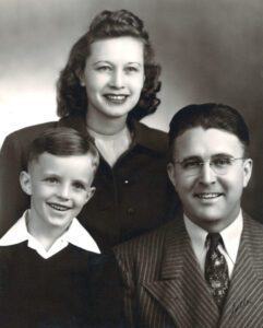 The black and white image of the Robrtson family