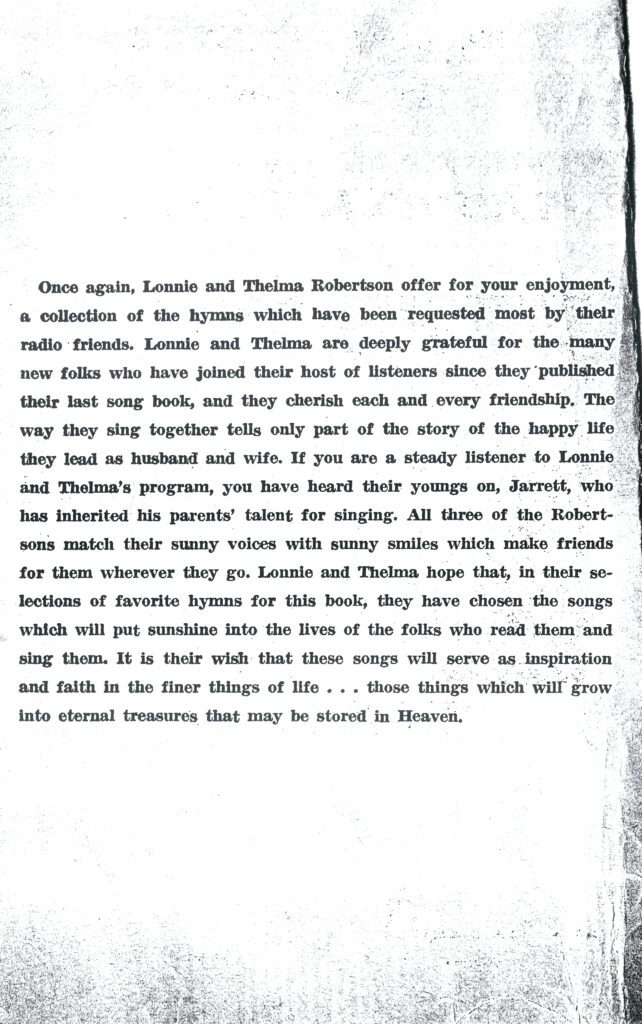 A page of an old book with the words " once again, louise and thomas robertson offer for your enjoyment ".