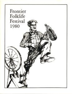 A man playing an instrument on the cover of frontier folklife festival 1 9 8 0.